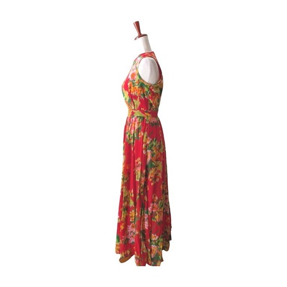 Lanz Originals Vintage Red‎ Floral Maxi Dress Sleeveless Boho Bohemian Size S - Picture 2 of 9